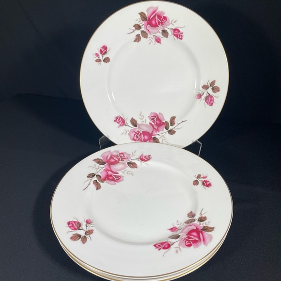 Royal Tuscan Belgravia 10.75” Dinner Plates Fine Bone China Pink Roses (4)